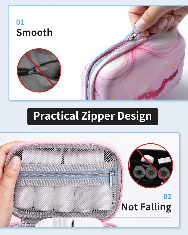 Memoking T02 Hard Storage Case - Compatible with Phomemo D30, SUPVAN E10, NIIMBOT D11, JADENS D110 and More, with Zipper Mesh Pocket, Waterproof Shockproof, Gradient Pink (Only Case) - Image 4